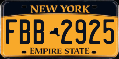 NY license plate FBB2925