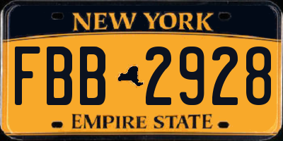 NY license plate FBB2928