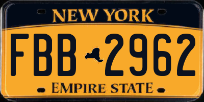 NY license plate FBB2962