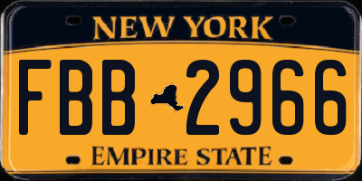 NY license plate FBB2966
