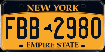 NY license plate FBB2980