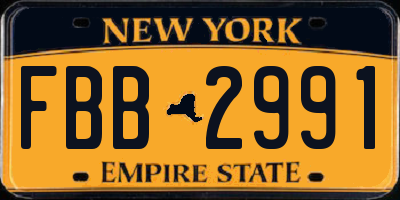 NY license plate FBB2991