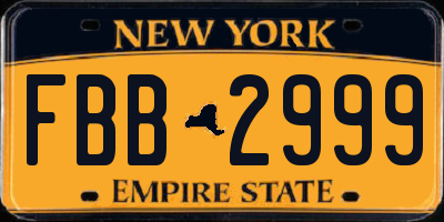 NY license plate FBB2999