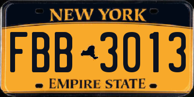 NY license plate FBB3013