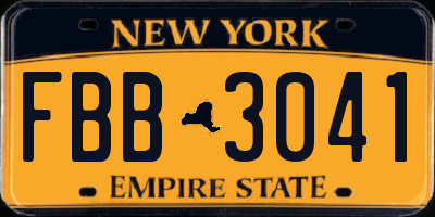 NY license plate FBB3041