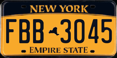 NY license plate FBB3045