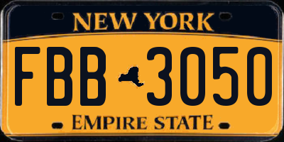 NY license plate FBB3050