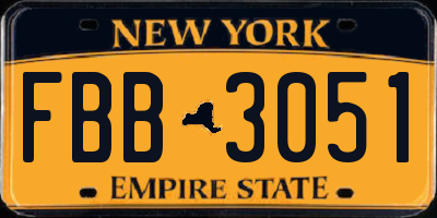 NY license plate FBB3051