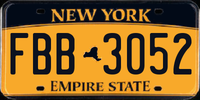 NY license plate FBB3052