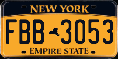 NY license plate FBB3053