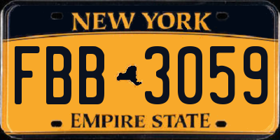 NY license plate FBB3059