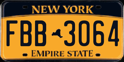 NY license plate FBB3064