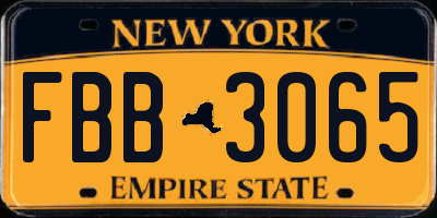 NY license plate FBB3065