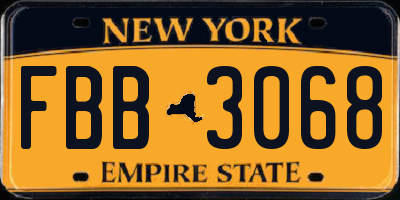 NY license plate FBB3068