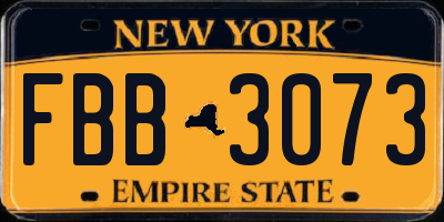 NY license plate FBB3073