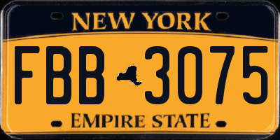 NY license plate FBB3075