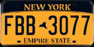 NY license plate FBB3077