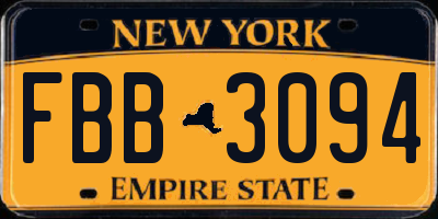 NY license plate FBB3094