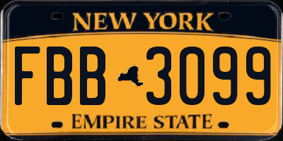 NY license plate FBB3099