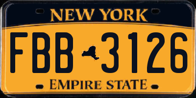 NY license plate FBB3126