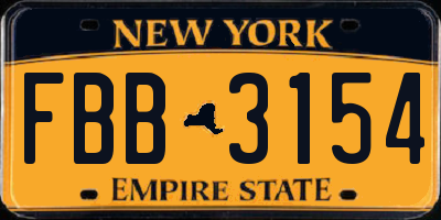 NY license plate FBB3154