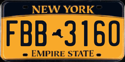 NY license plate FBB3160