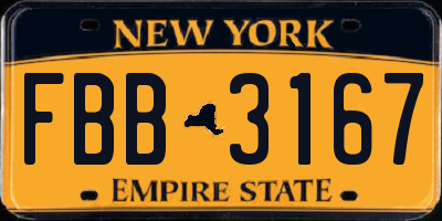NY license plate FBB3167