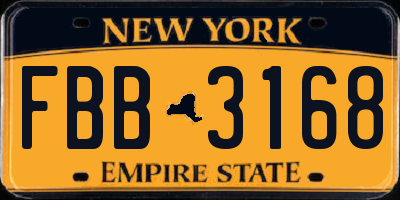 NY license plate FBB3168