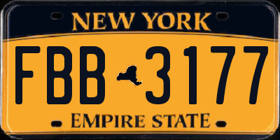 NY license plate FBB3177