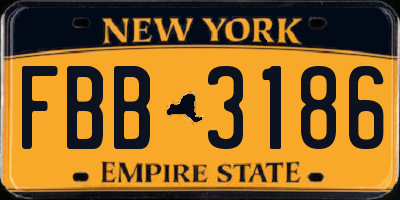 NY license plate FBB3186
