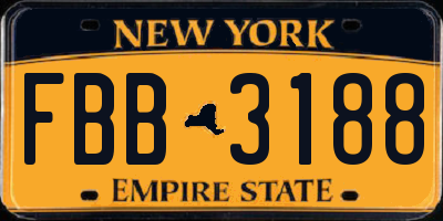 NY license plate FBB3188