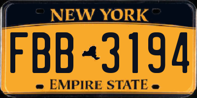 NY license plate FBB3194