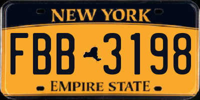 NY license plate FBB3198