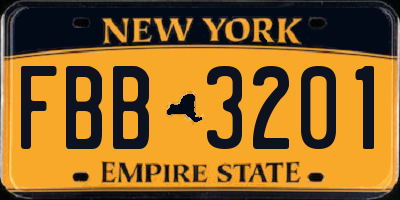 NY license plate FBB3201