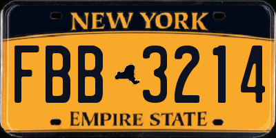 NY license plate FBB3214