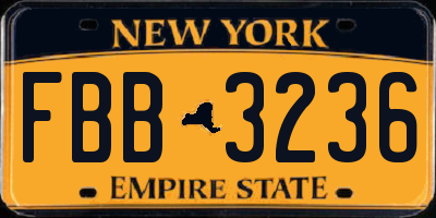 NY license plate FBB3236