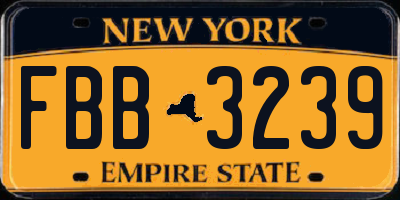 NY license plate FBB3239