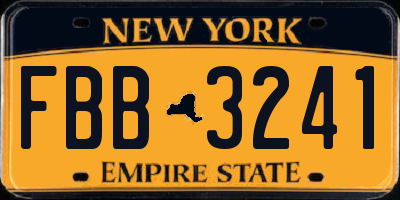 NY license plate FBB3241