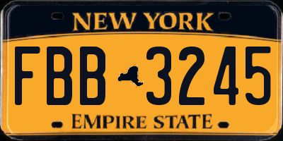 NY license plate FBB3245