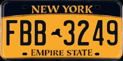 NY license plate FBB3249