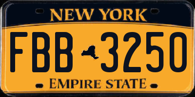 NY license plate FBB3250