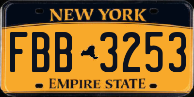 NY license plate FBB3253
