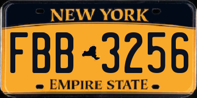 NY license plate FBB3256