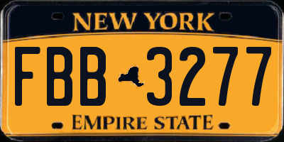 NY license plate FBB3277