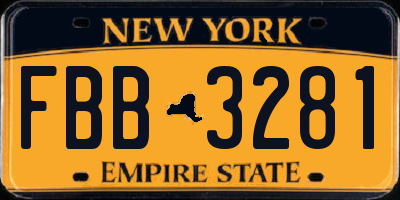 NY license plate FBB3281