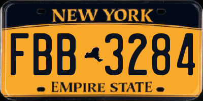 NY license plate FBB3284