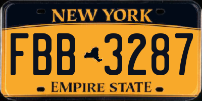 NY license plate FBB3287