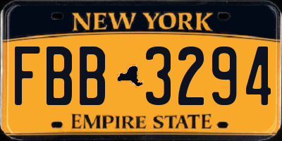 NY license plate FBB3294