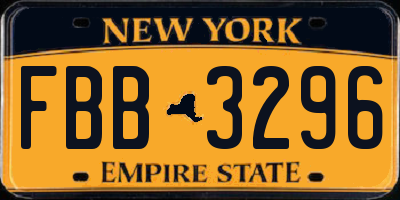 NY license plate FBB3296