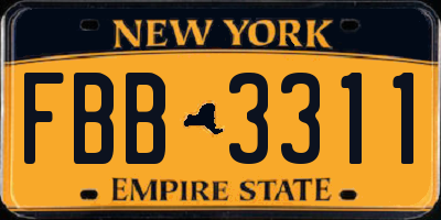 NY license plate FBB3311